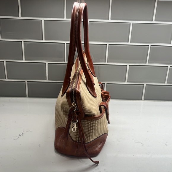 Dooney Bourke Tote Satchel Handbag Purse Weave Vintage RARE Tweed Leather - Picture 4 of 15